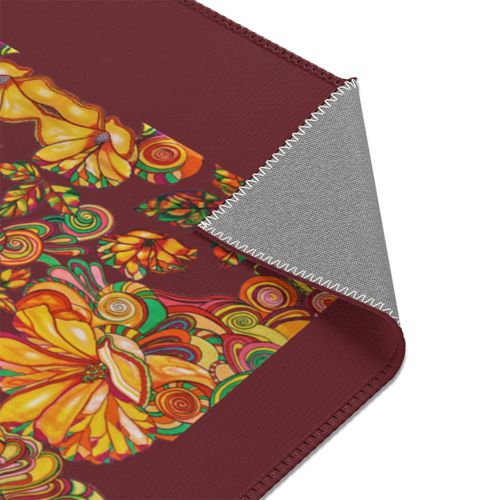 Artsy Floral Marsala Area Rug