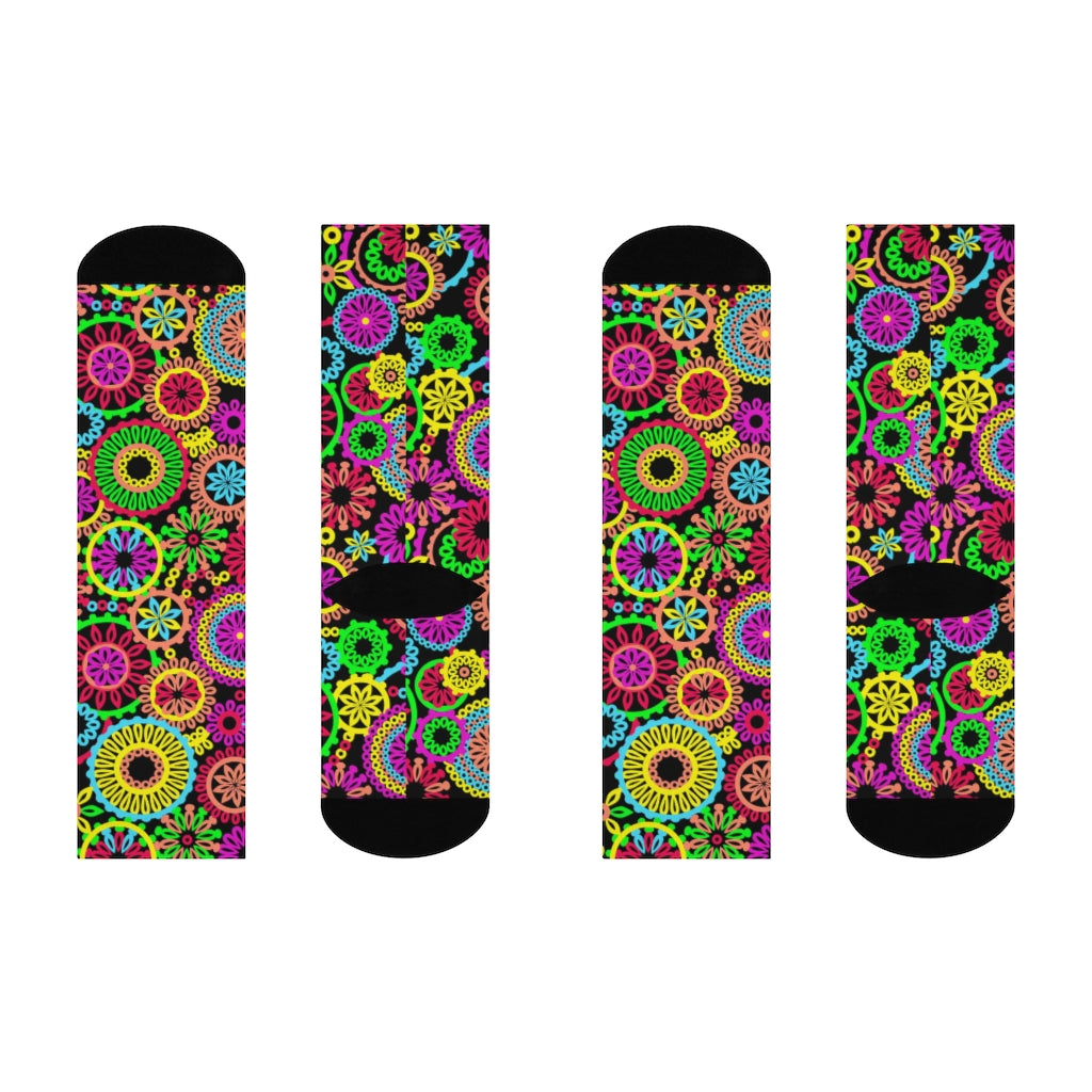 70s Vibe Black Crew Socks