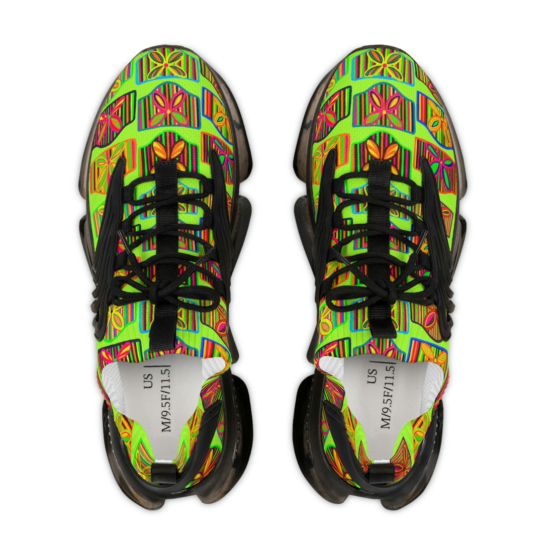 Lime Deco Print OTT Men's Mesh Knit Sneakers
