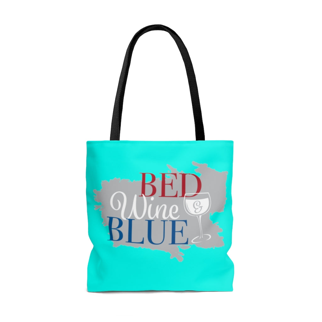 AOP Bed & Wine Cyan Tote Bag