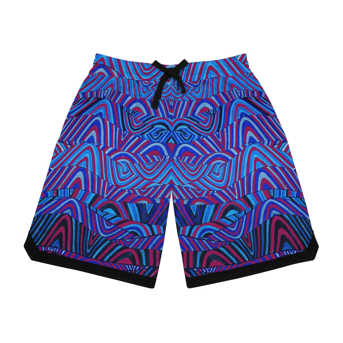 orchid psychedelic waves print basketball shorts