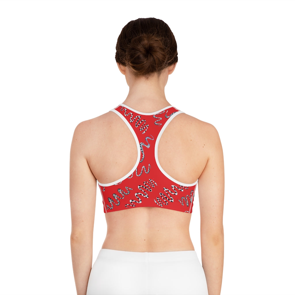 red snake print sports bra