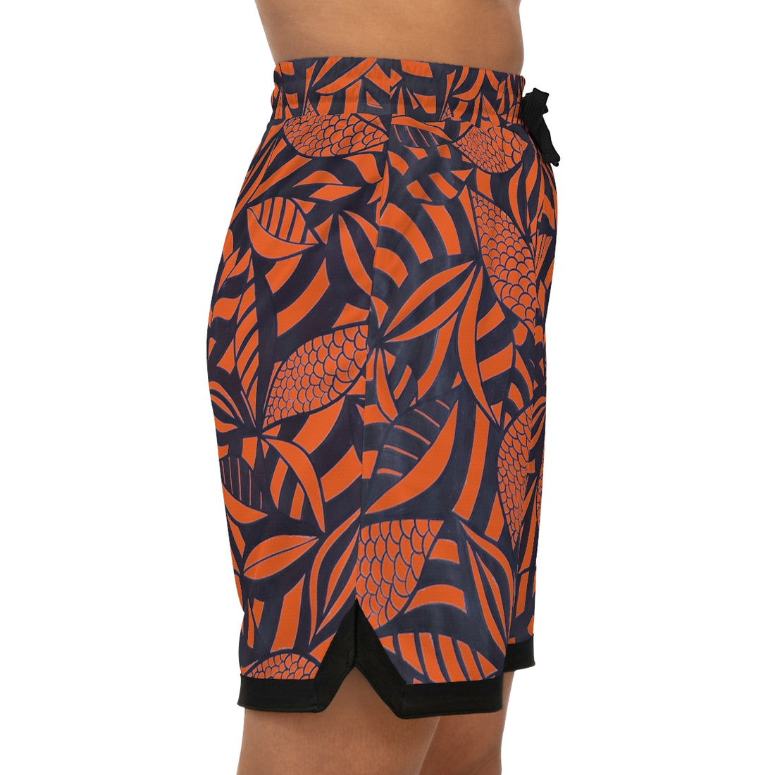 Orange Tropical Minimalist Basketball Rib Shorts (AOP)