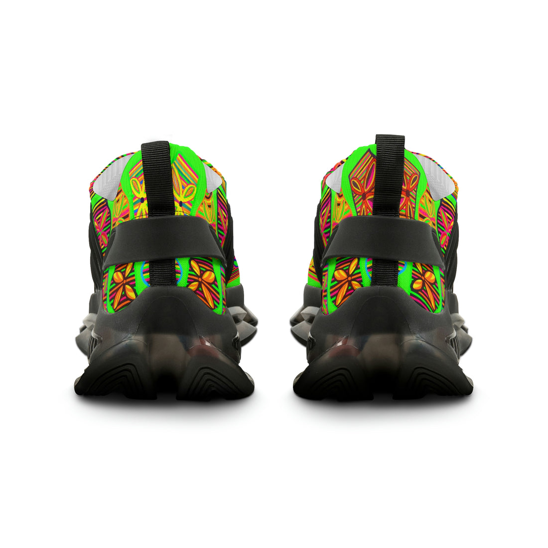 Neon Green Deco Print OTT Men's Mesh Knit Sneakers