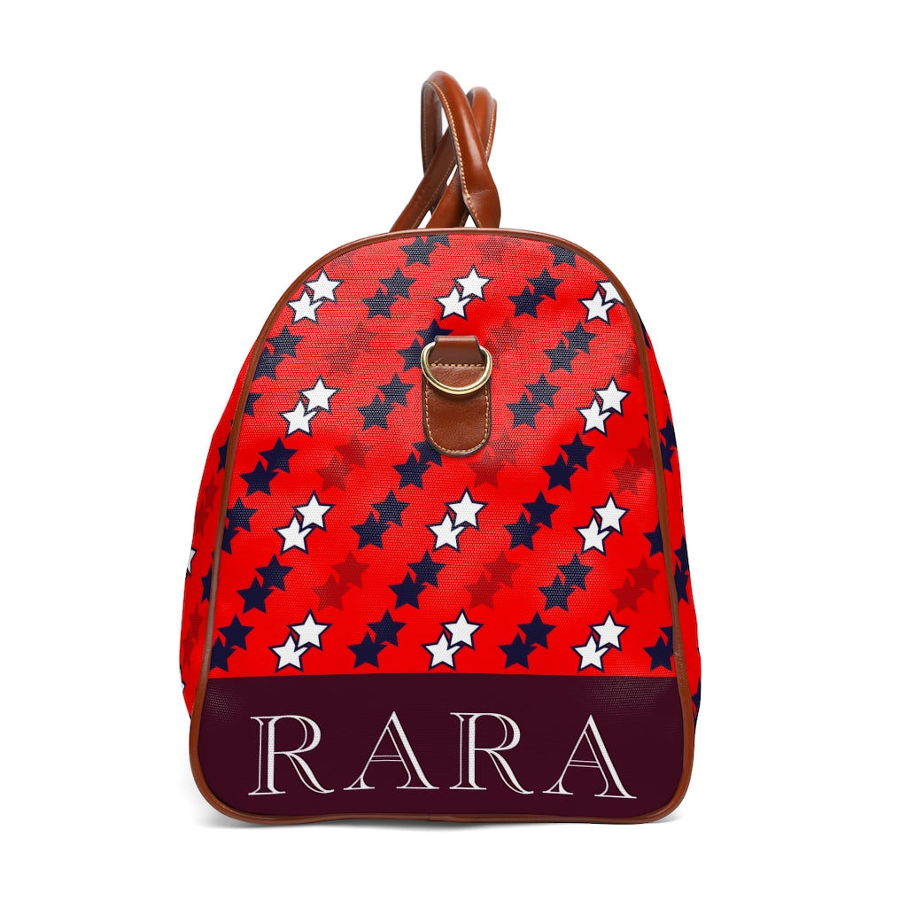 red star print travel bag