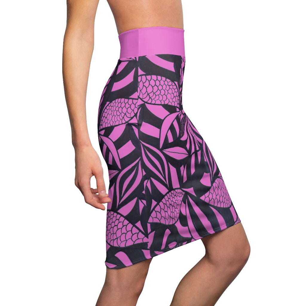 Tropical Minimalist Mauve Pencil Skirt