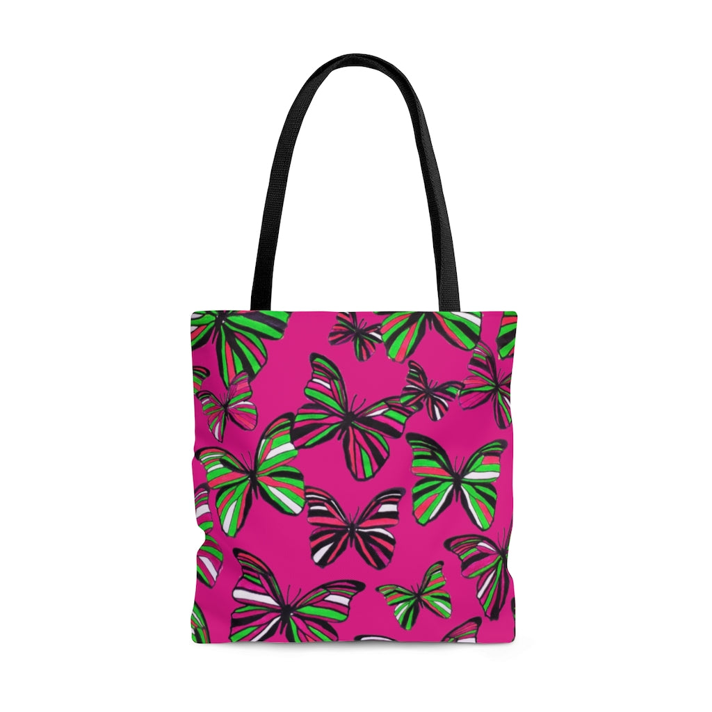 AOP Butterflies Pink Tote Bag