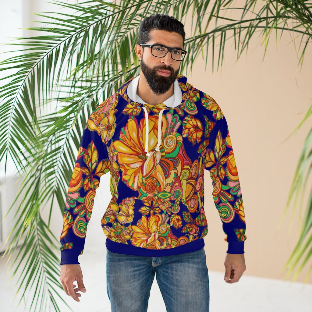 Artsy Florals Pullover Ink Hoodie