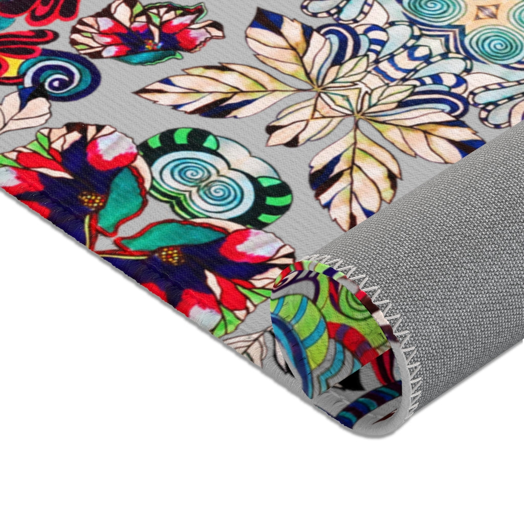 Artsy Floral Pop Slate Area Rug