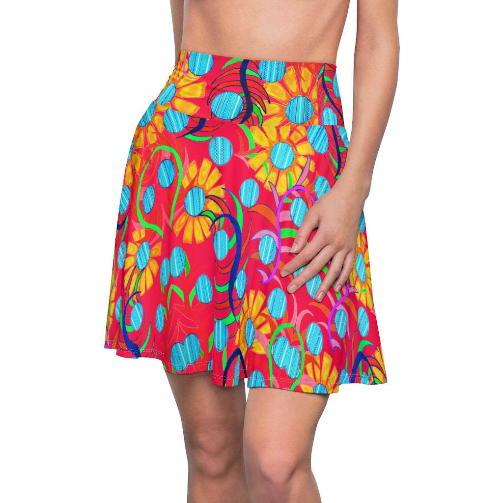 Sunflower Red Skater Skirt