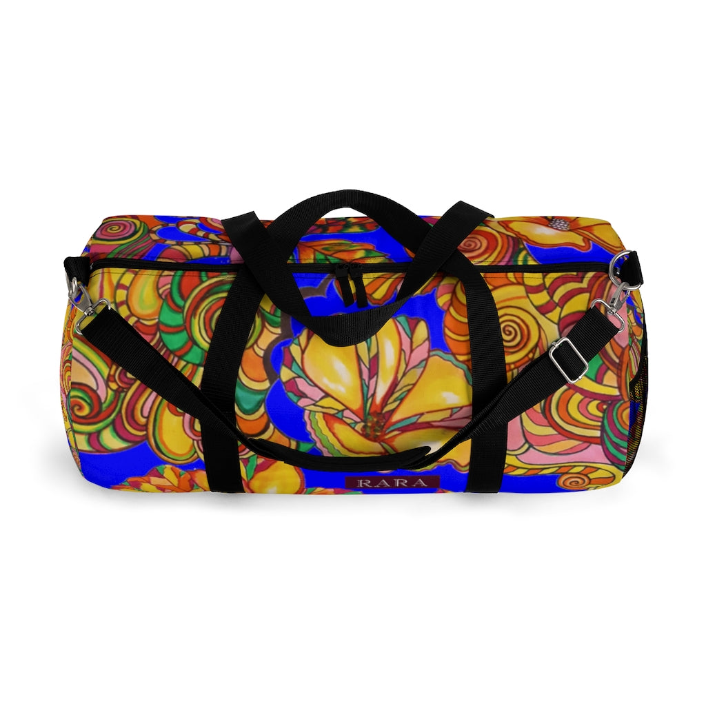 Artsy Floral Electric Blue Duffel Bag