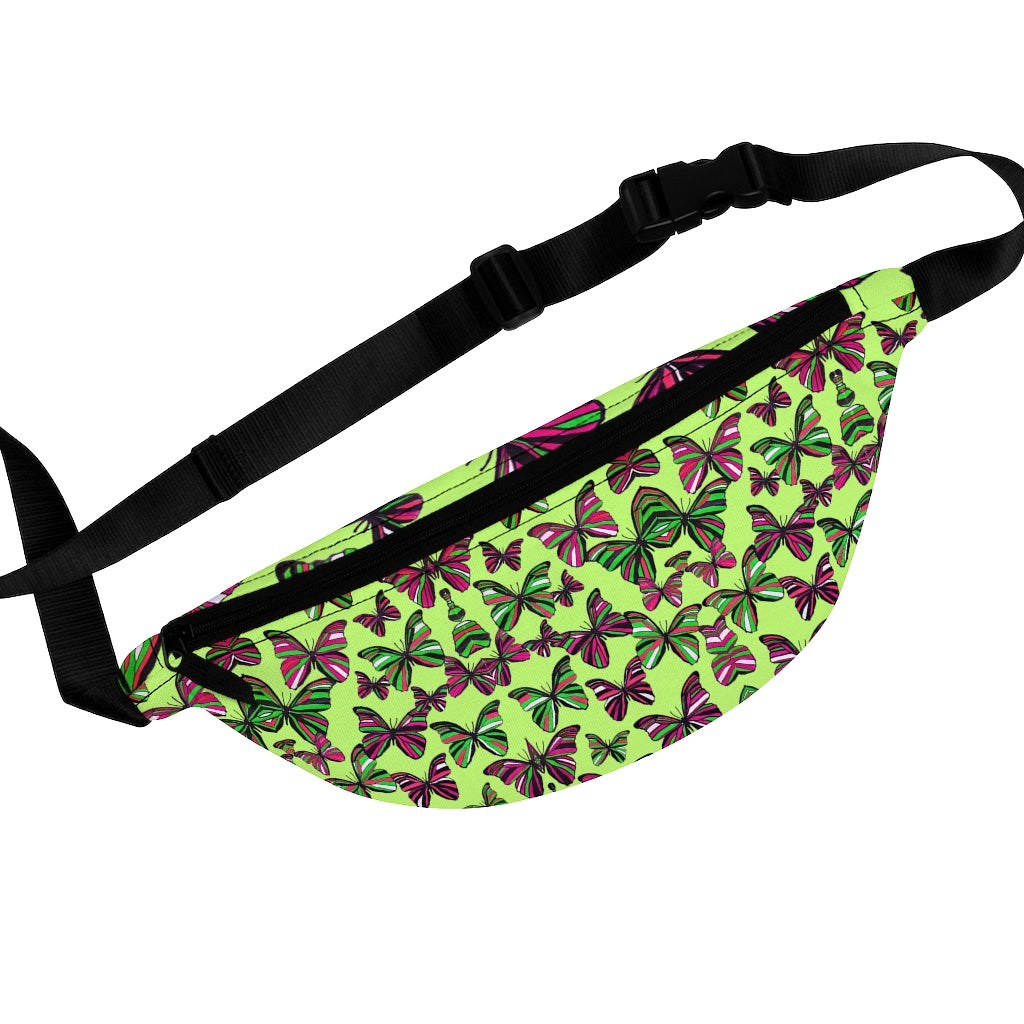 Butterflies Lime Fanny Pack