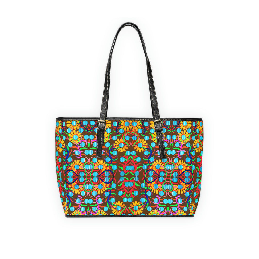 Brown Sunflower PU Leather Shoulder Bag