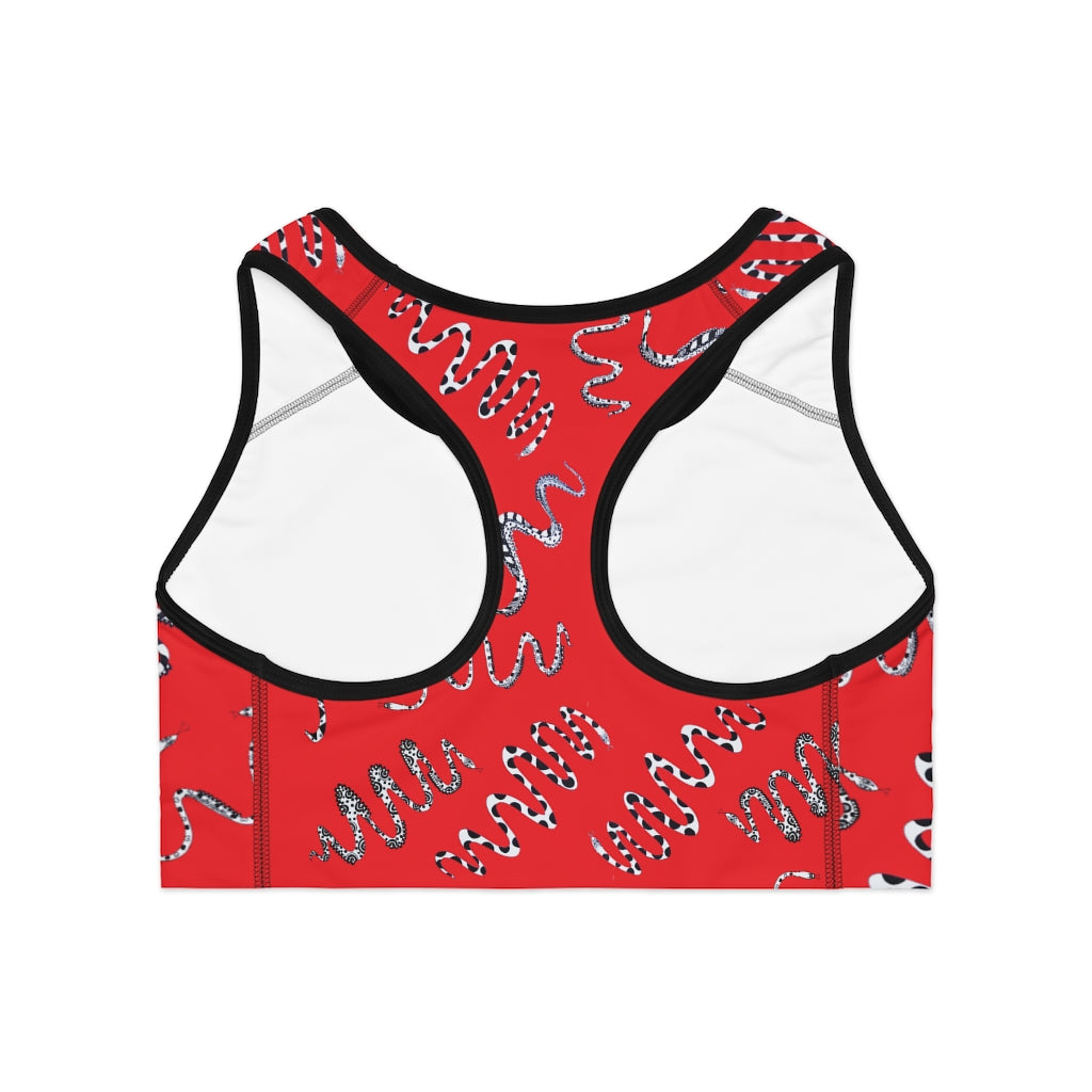 Red Snake Print (AOP) Sports Bra