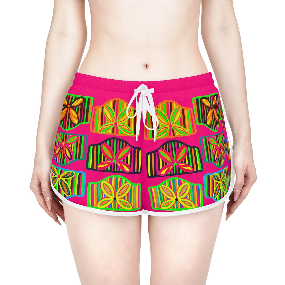 Hot Pink Deco Print Relaxed Shorts