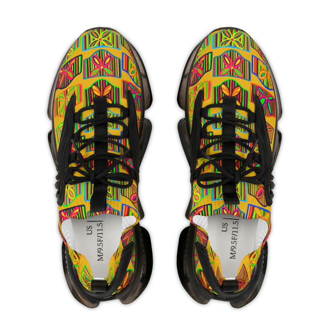 Yellow Deco Print OTT Men's Mesh Knit Sneakers