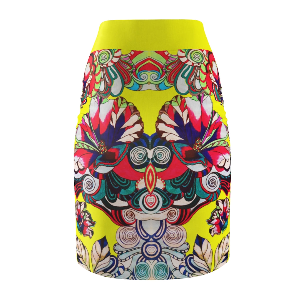 Floral Pop Canary Pencil Skirt