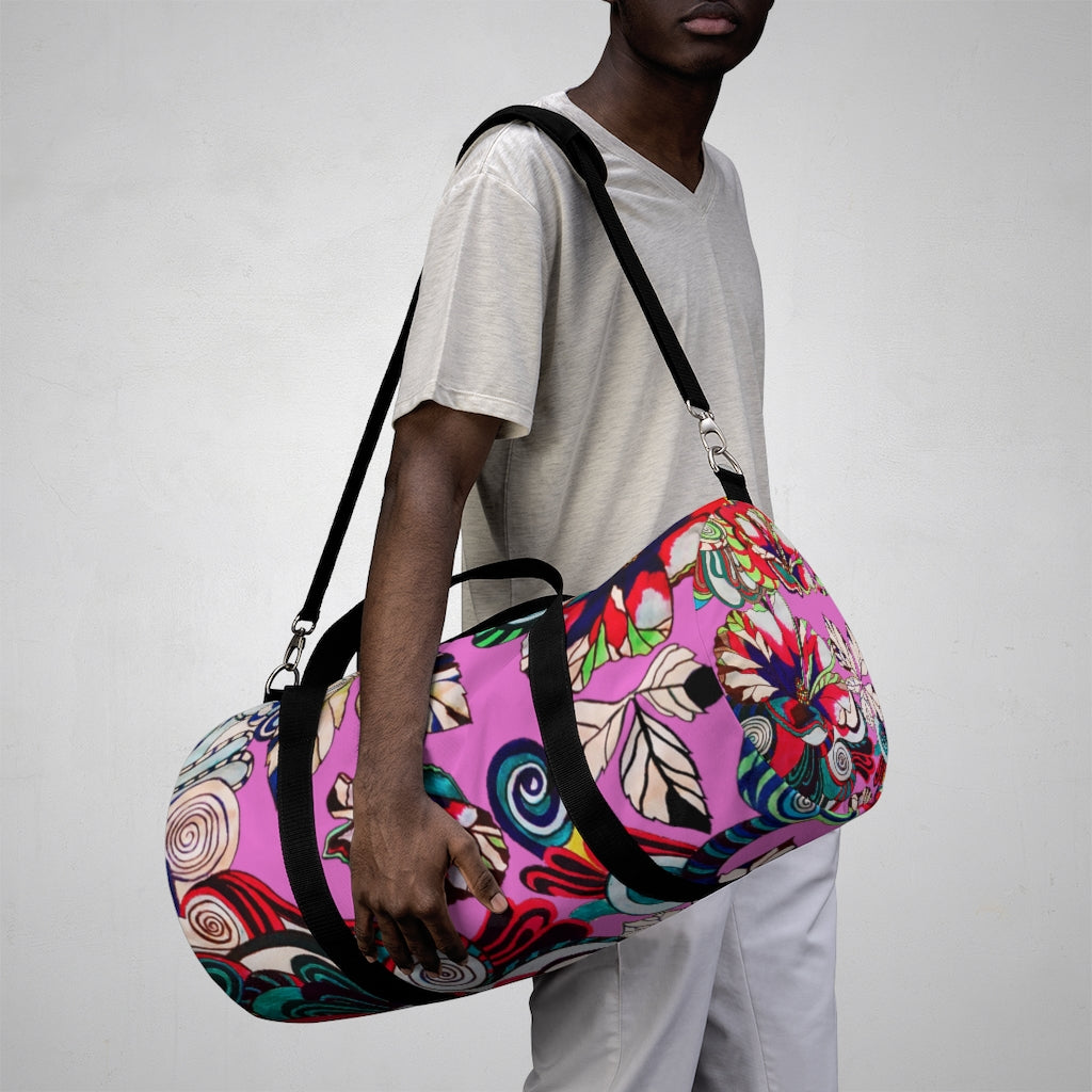 Artsy Floral Pop  Rose Duffel Bag