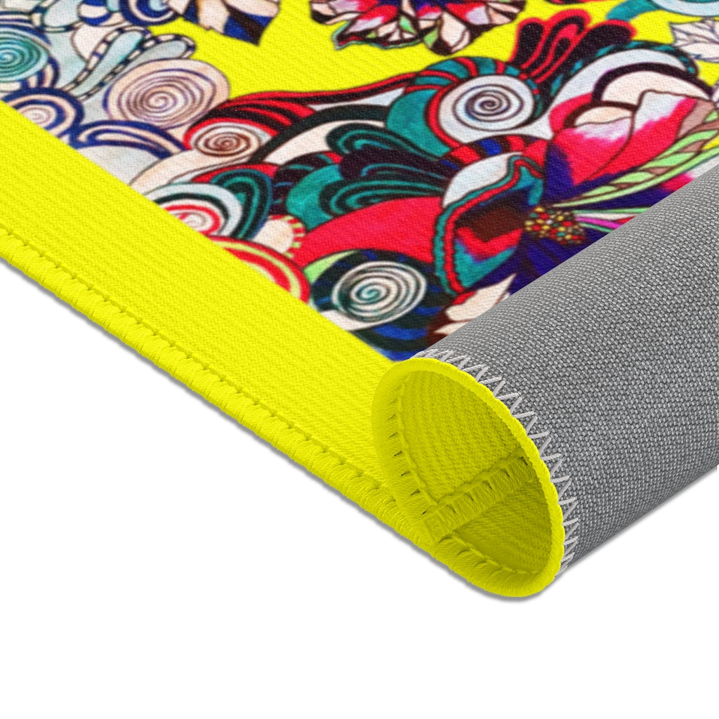 Artsy Floral Pop Canary Area Rug