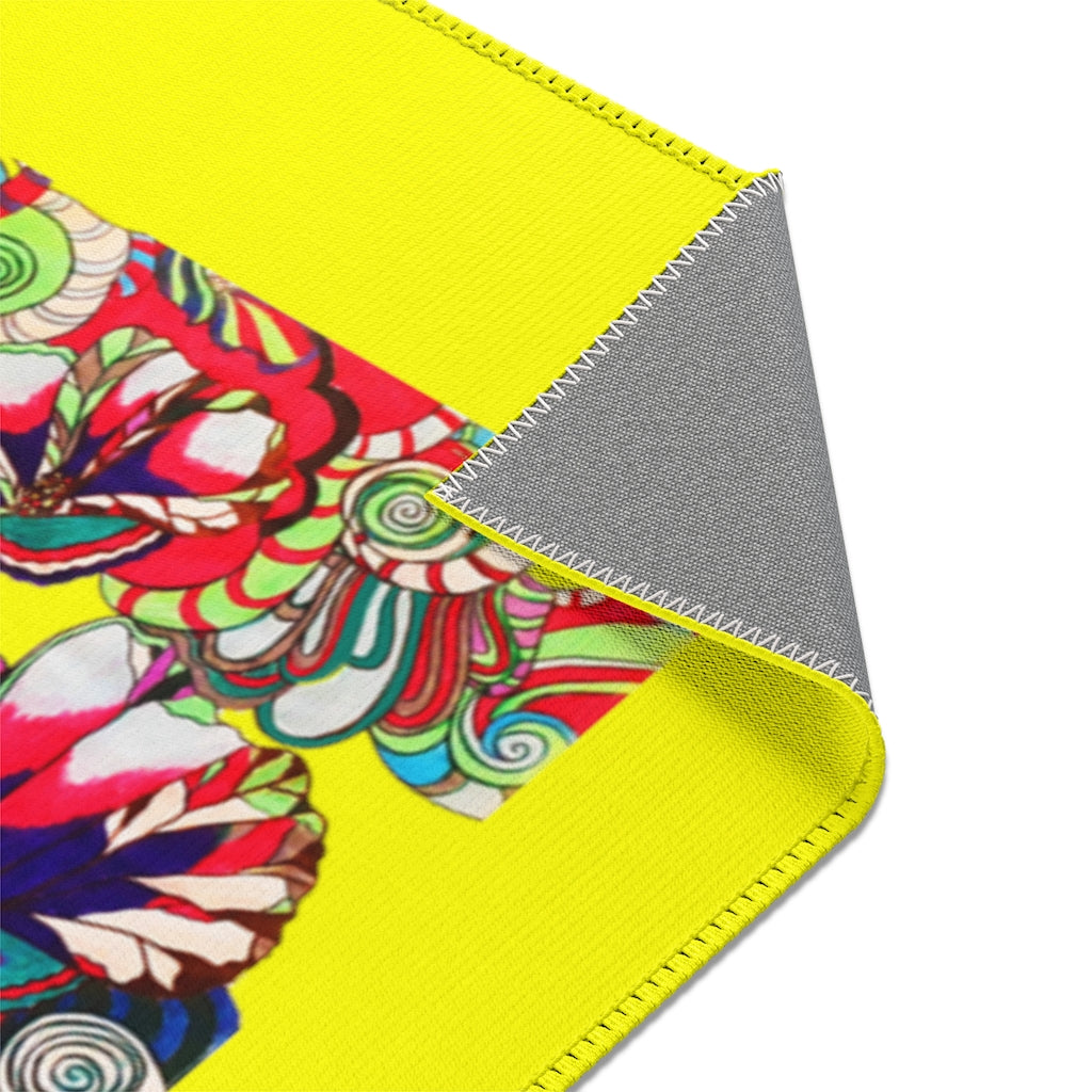 Artsy Floral Pop Canary Area Rug