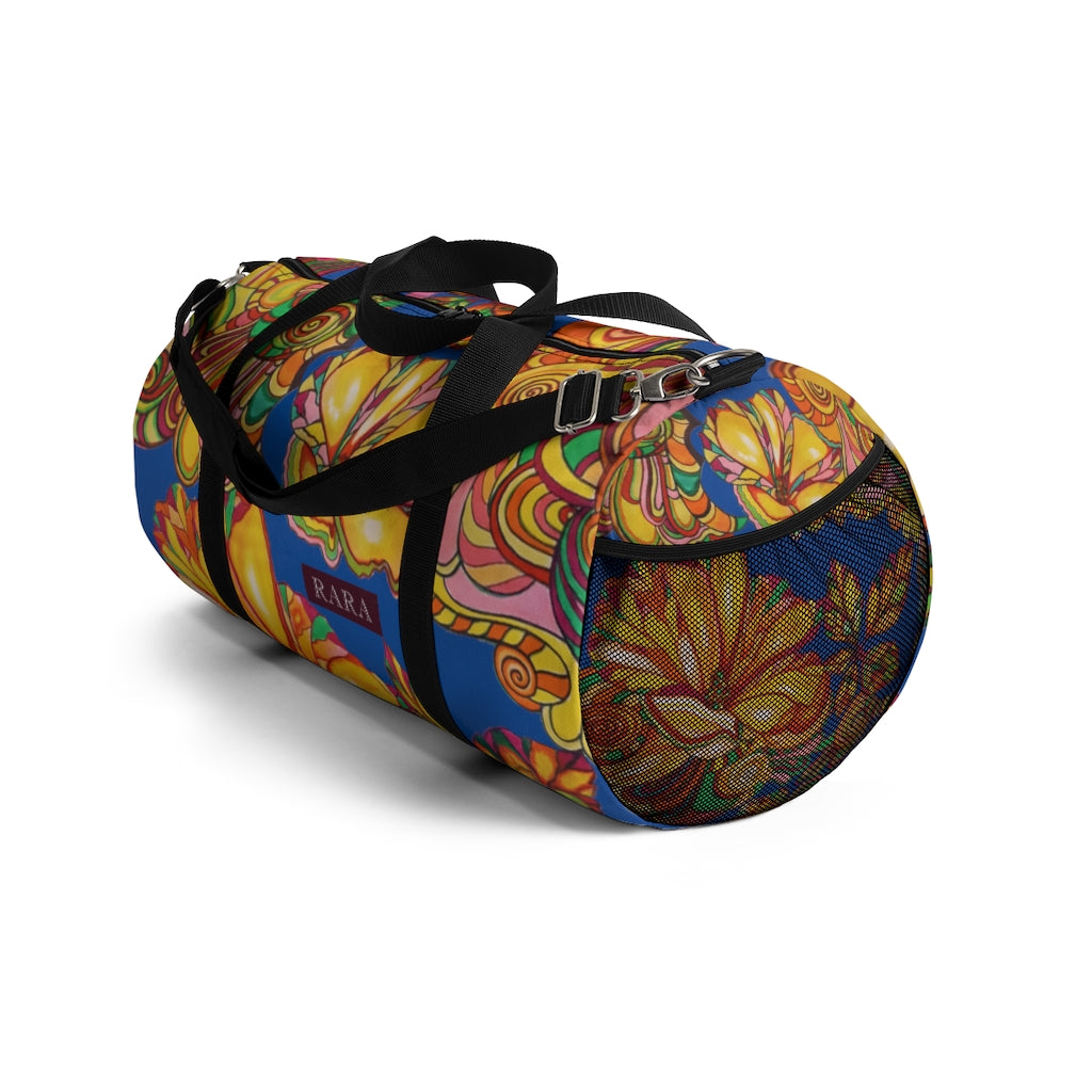 Artsy Floral Royal Blue Duffel Bag