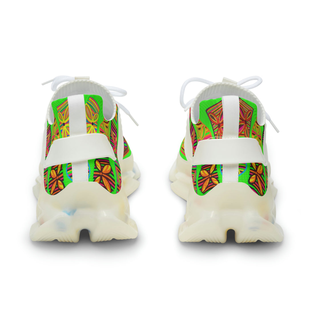 Neon Green Deco Print OTT Men's Mesh Knit Sneakers