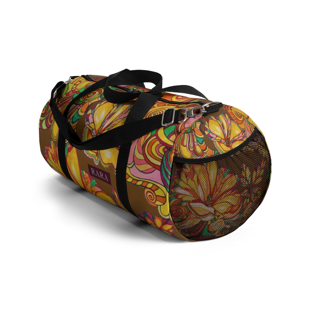 Artsy Floral Dallas Brown Duffel Bag