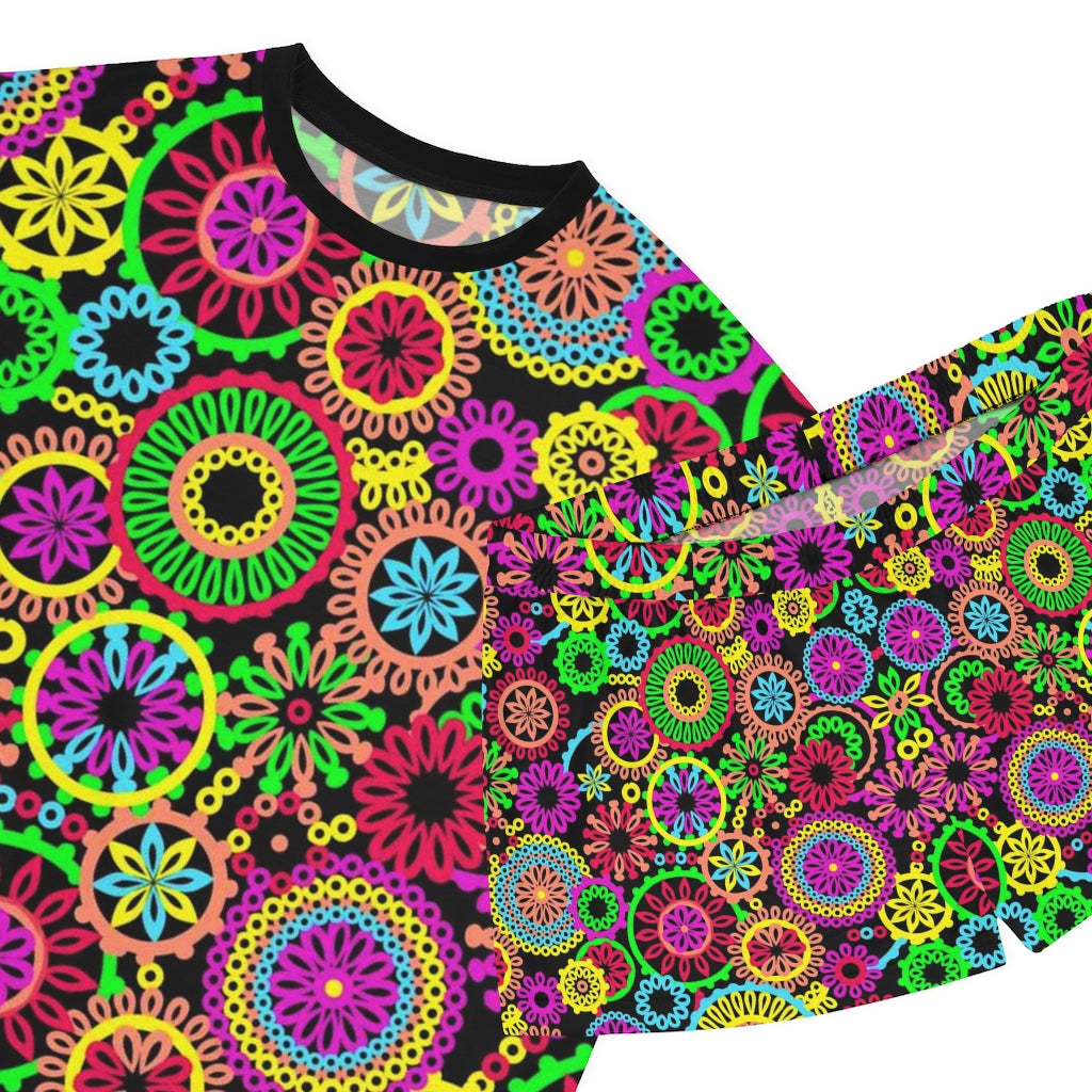 black psychedelic print pajama set