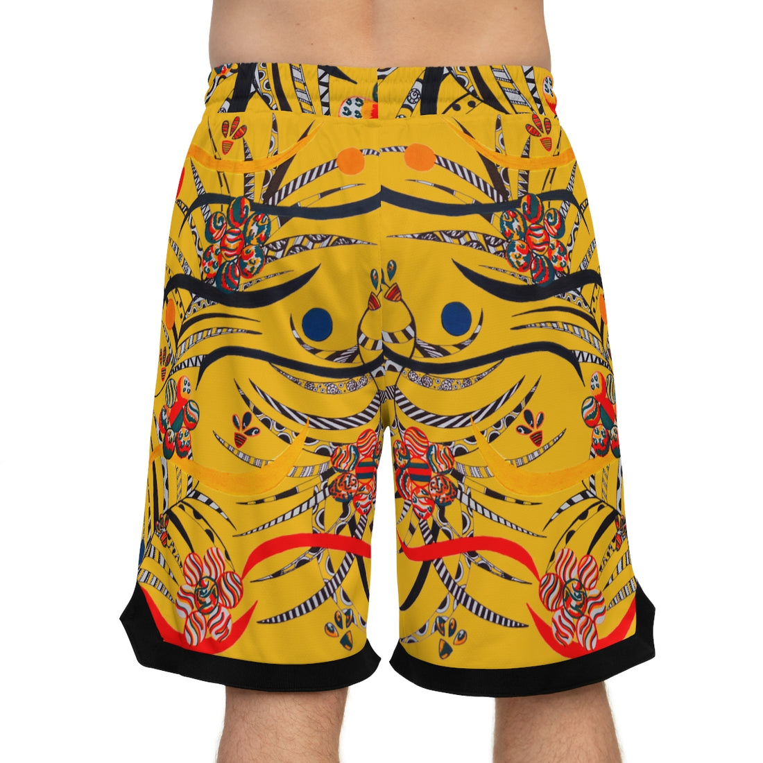 Yellow Wilderness Basketball Rib Shorts (AOP)