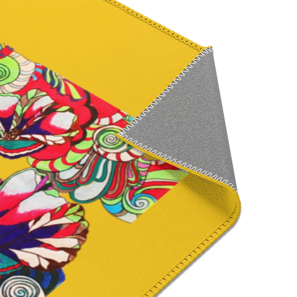 Artsy Floral Pop Yellow Area Rug
