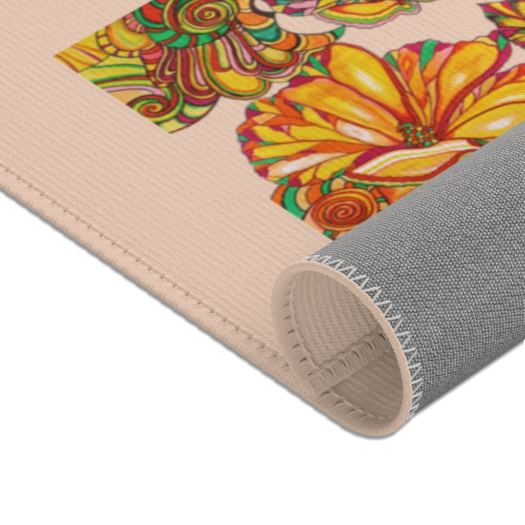 Artsy Floral Nude Area Rug