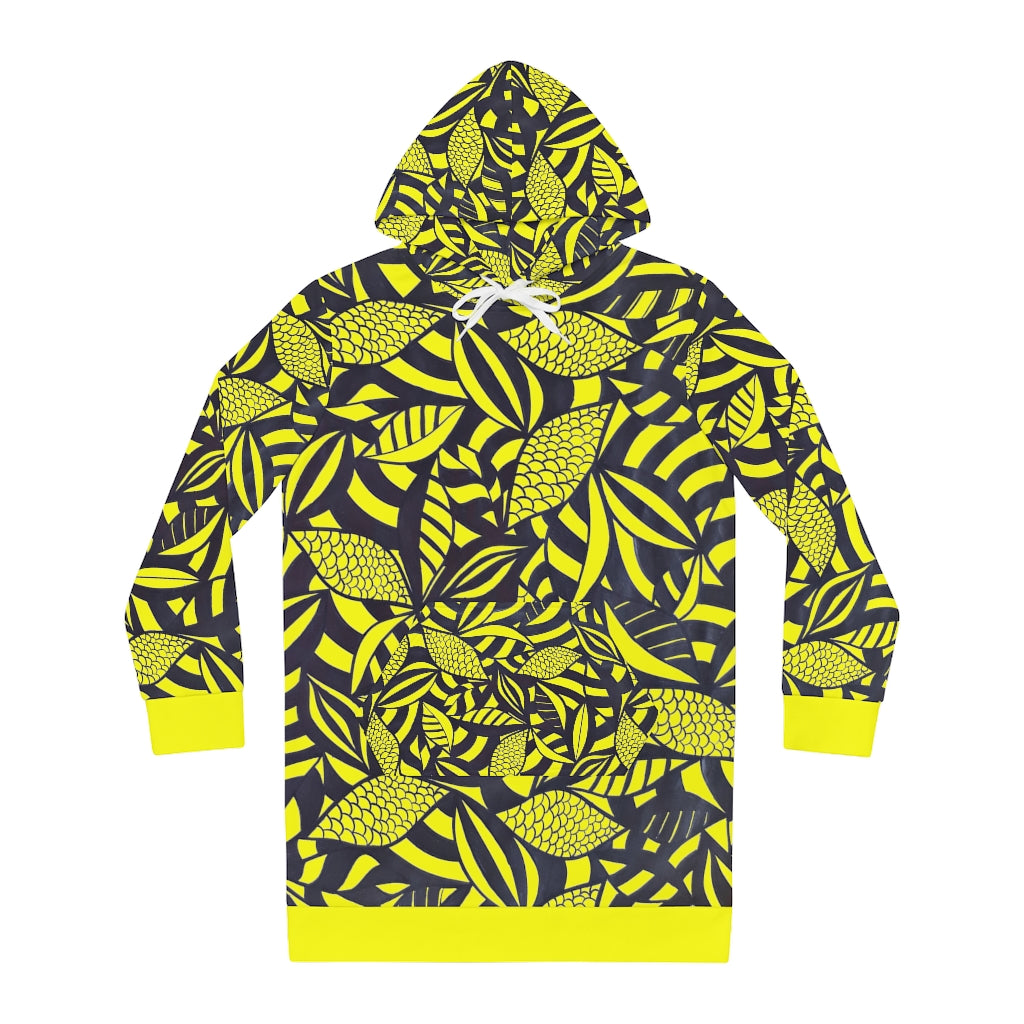 canary tropical print hoodie dress