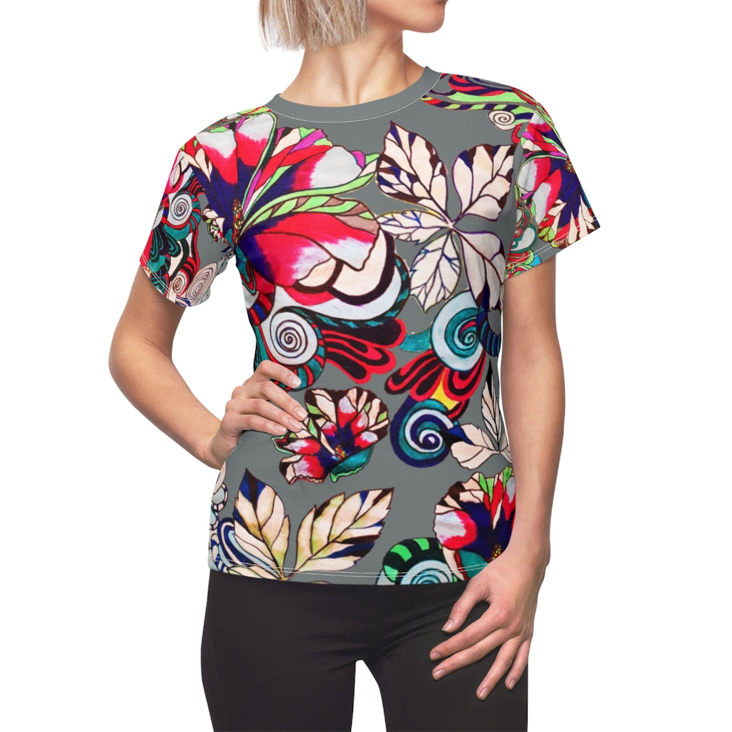 Graphic Floral AOP Grey T-Shirt