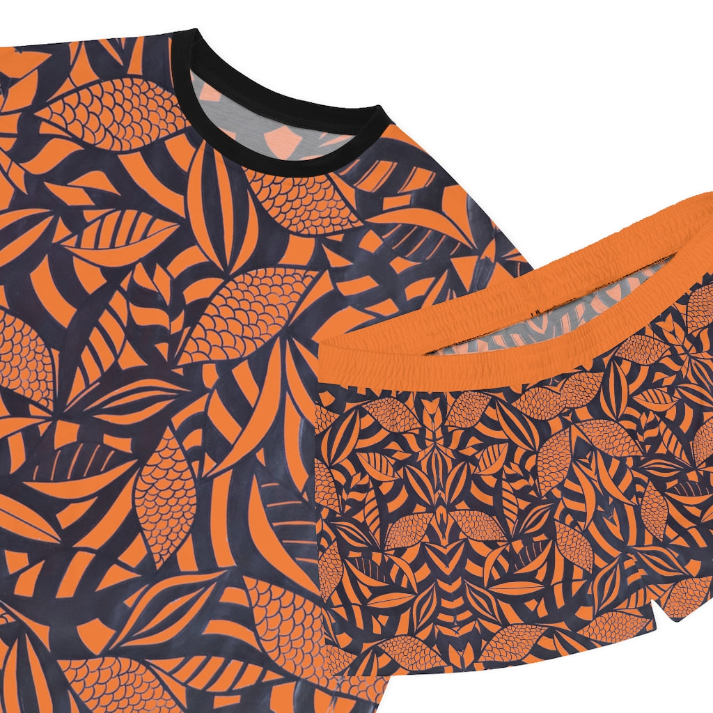 Peach Tropical Minimalist Short Pajama Set (AOP)