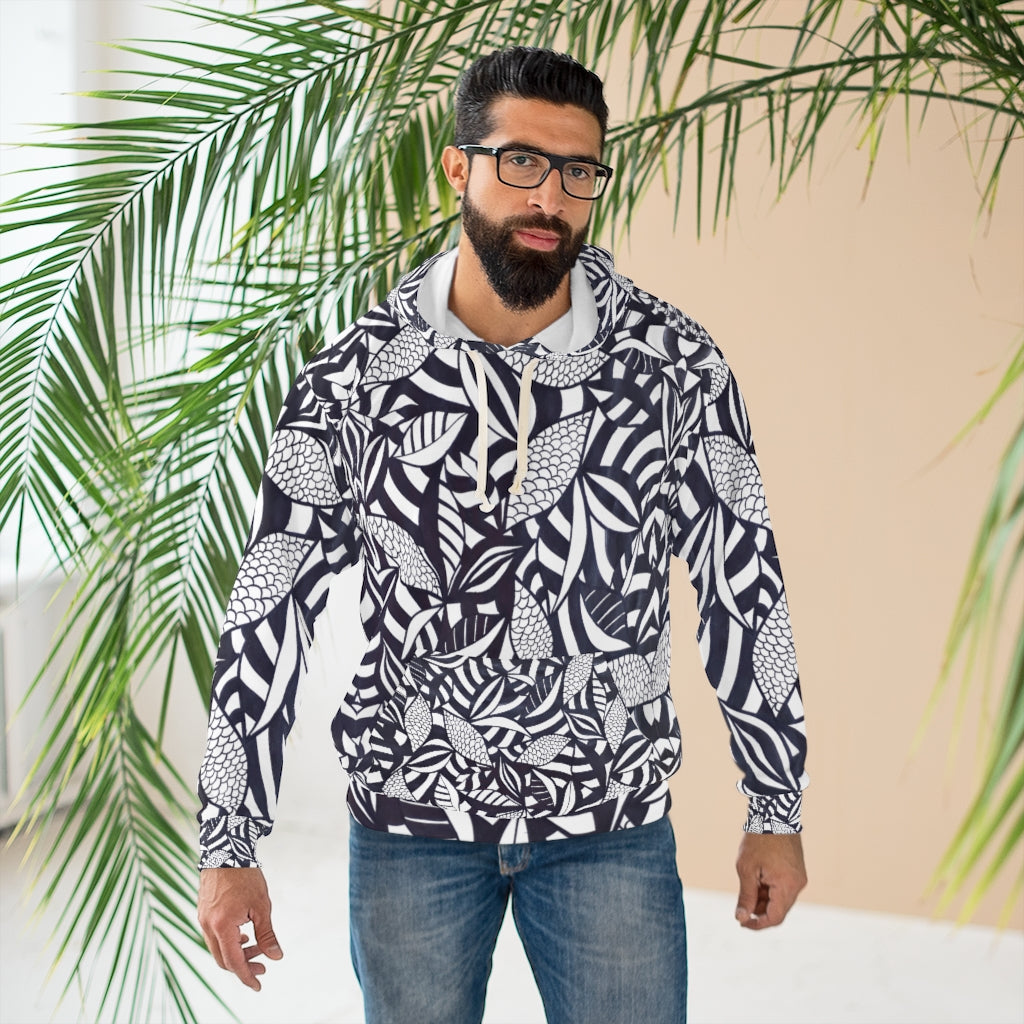 Unisex Tropical Minimalist Pullover Jet White Hoodie