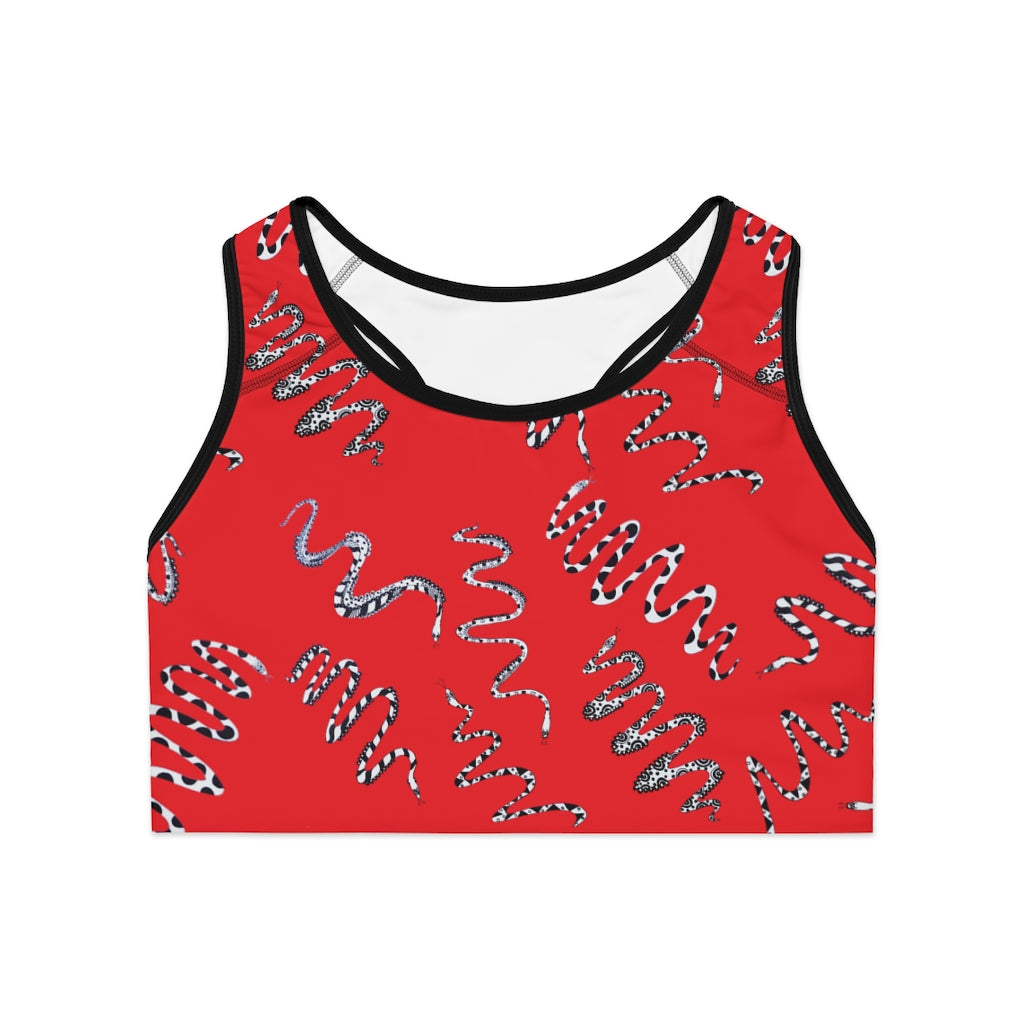 Red Snake Print (AOP) Sports Bra