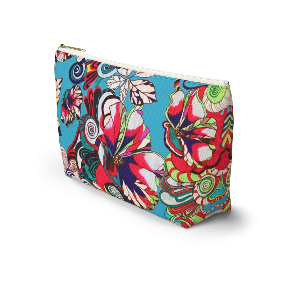 Floral Pop Aqua Accessory Pouch