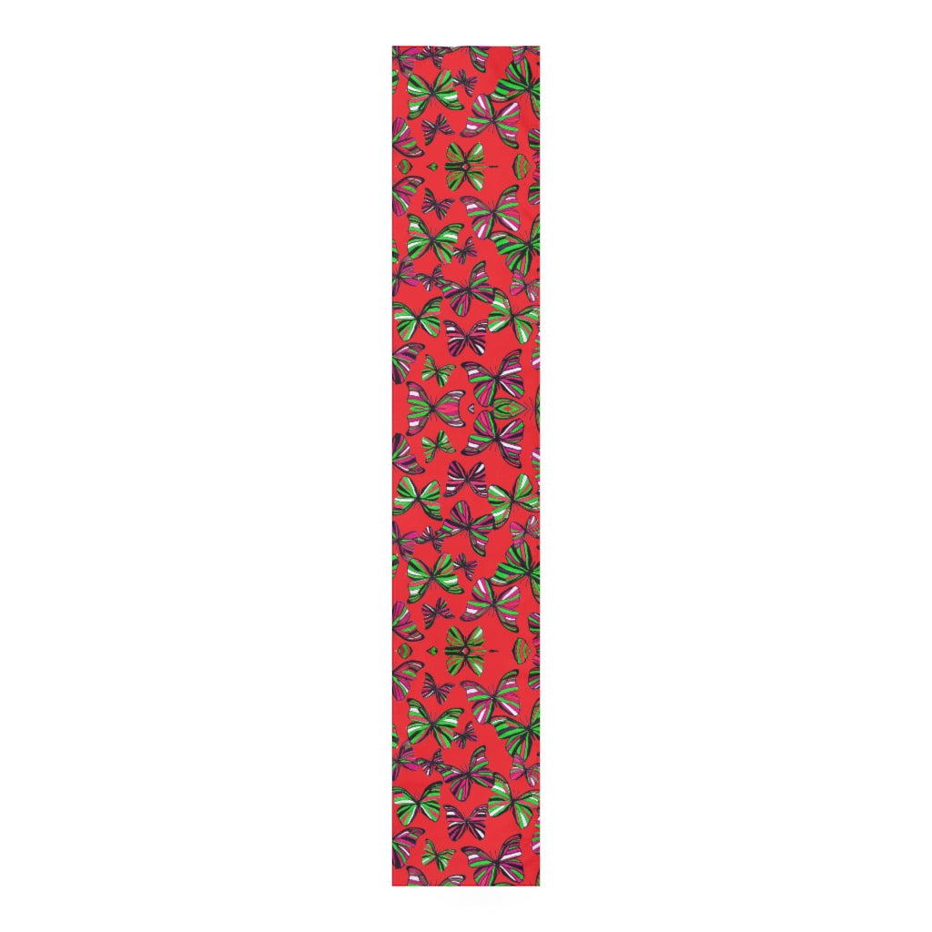 Butterflies Red Table Runner
