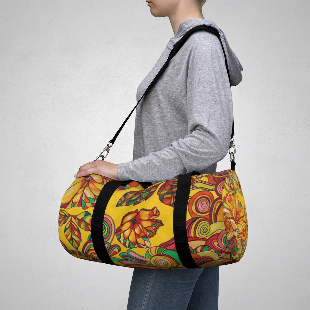 Artsy Floral Yellow Duffel Bag