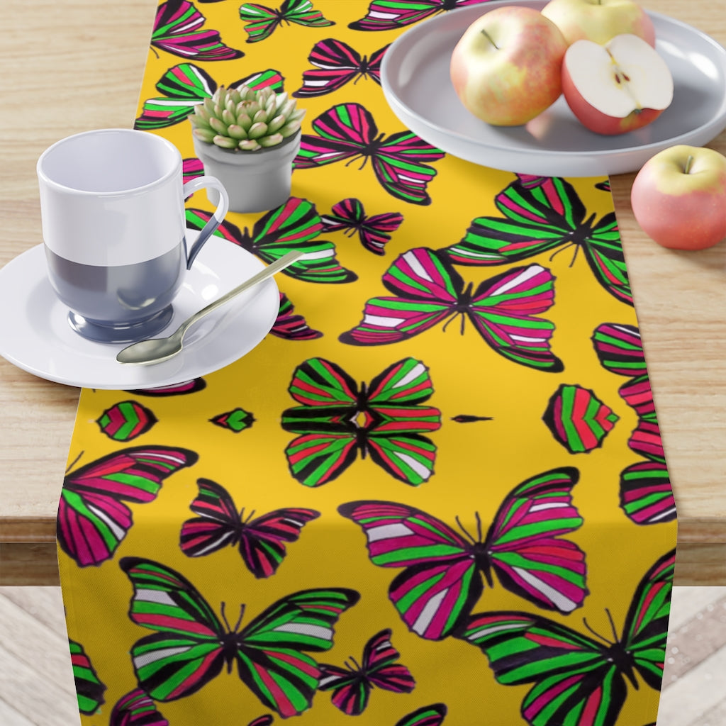 Butterflies Yellow Table Runner