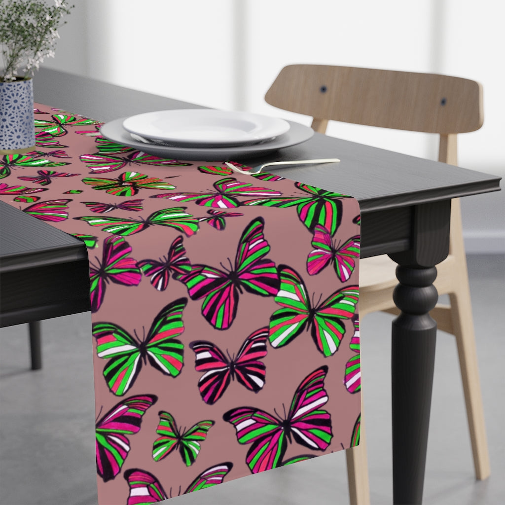 Butterflies Cider Red Table Runner