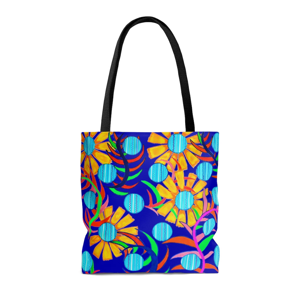 AOP The Sunflower Electric Blue Tote Bag