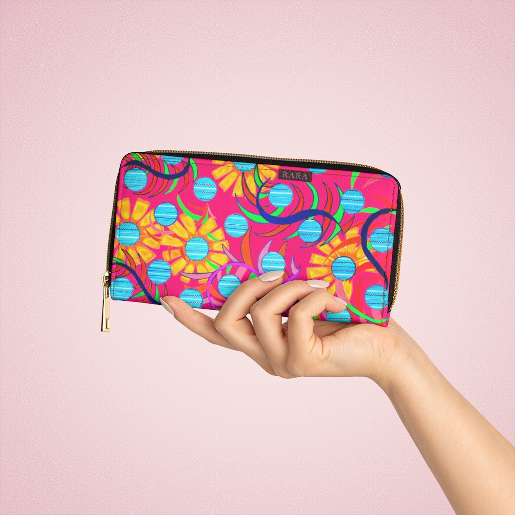 hot pink sunflower print wallet