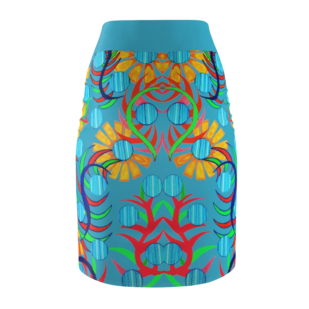 Sunflower Aqua Pencil Skirt