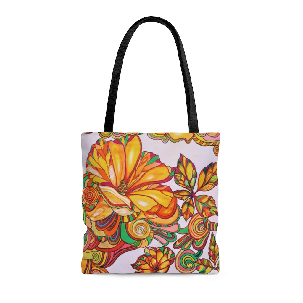 AOP Artsy Warm Florals Tote Bag