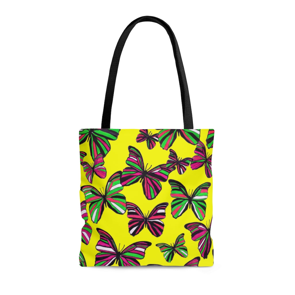AOP Butterflies Canary Tote Bag