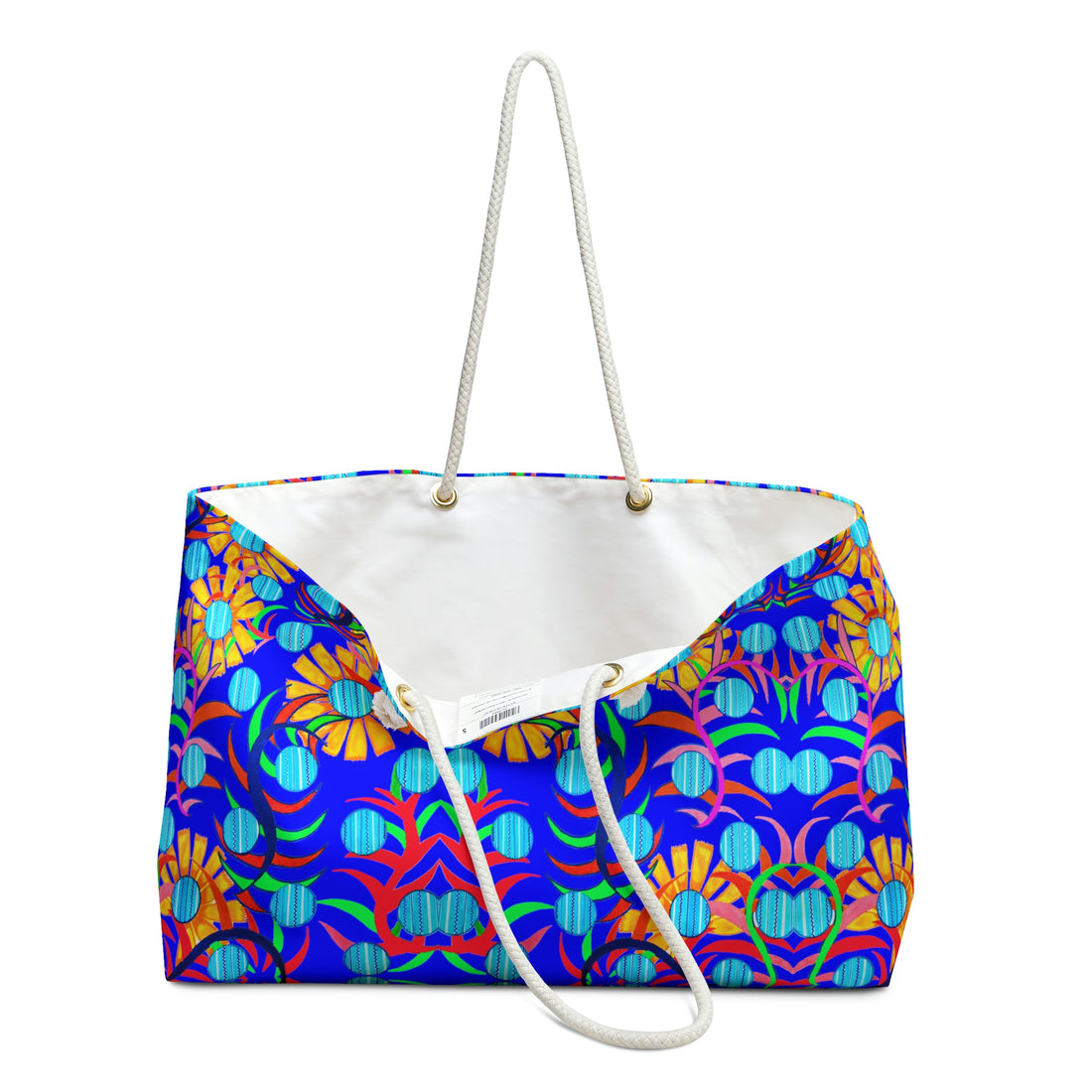 Electric Blue Sunflower Weekender Open Beach Tote Bag