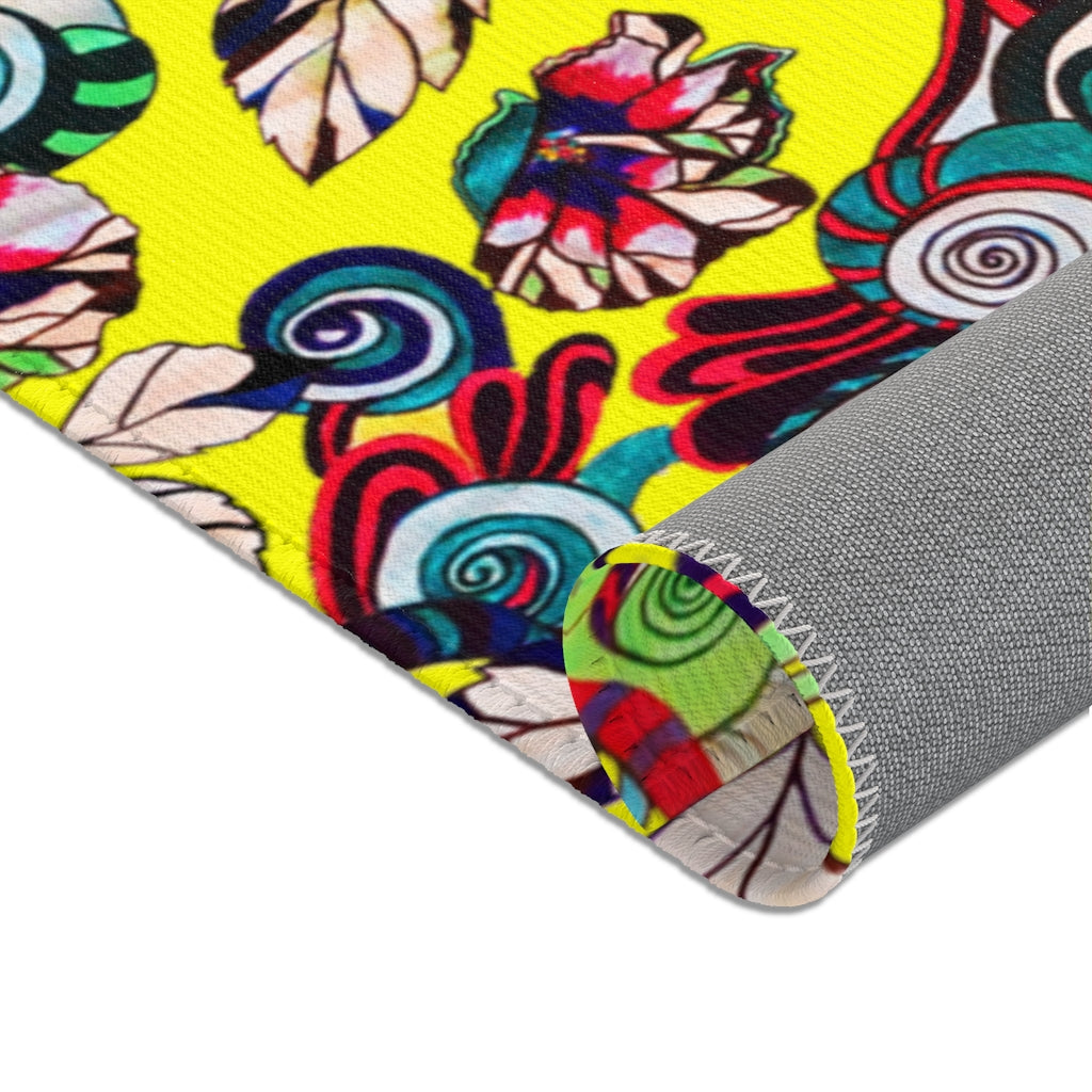 Artsy Floral Pop Canary Area Rug
