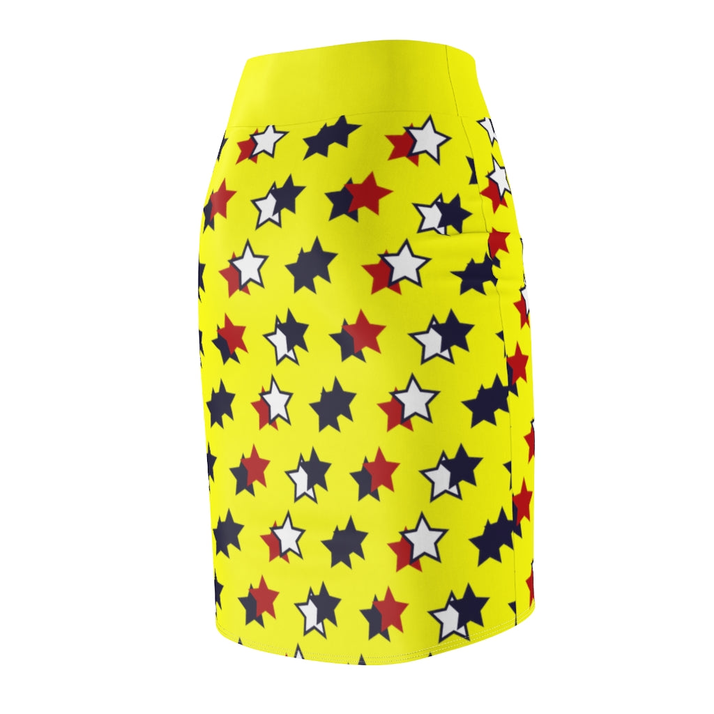 AOP Starry Canary Pencil Skirt