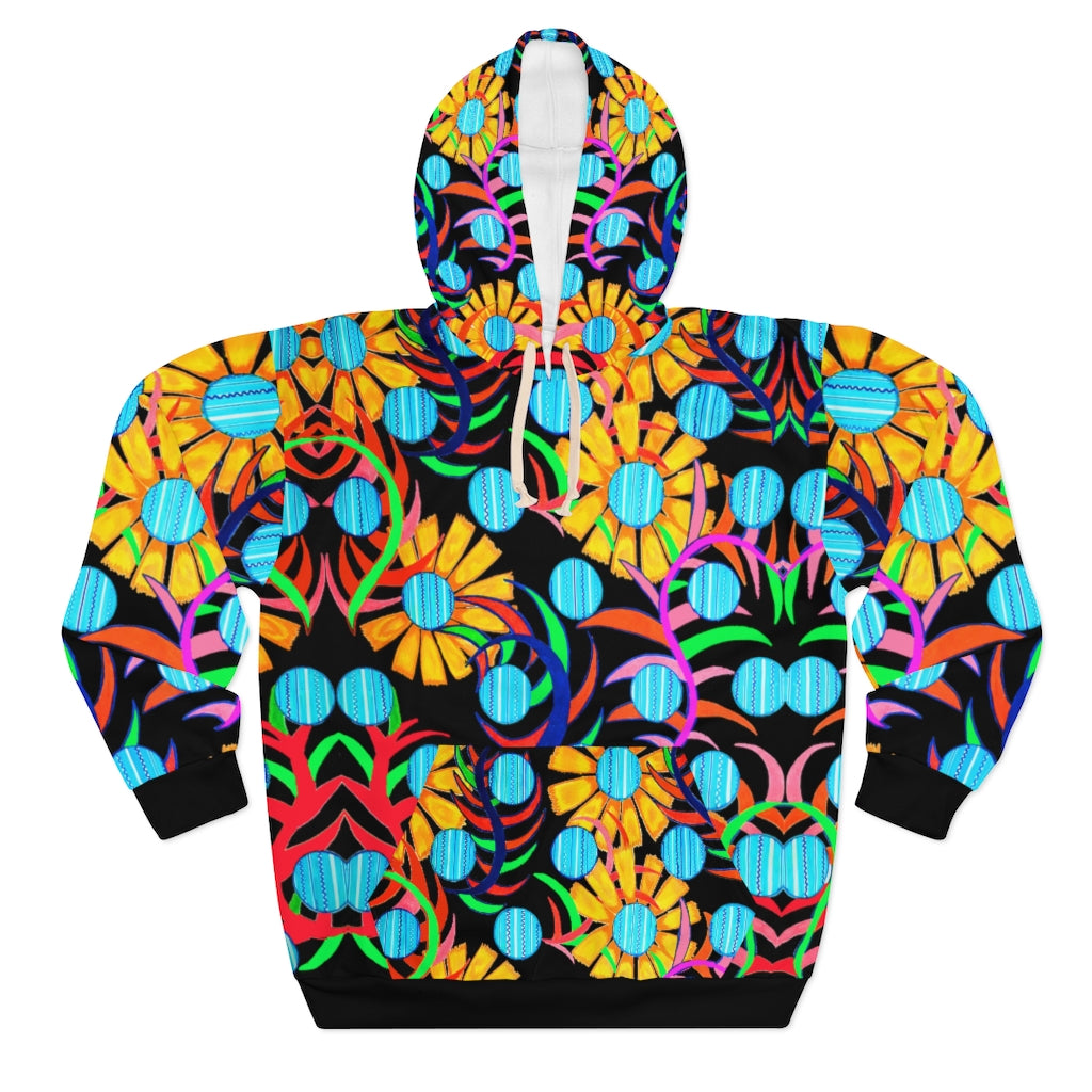 Unisex Sunflower Pullover Black Hoodie